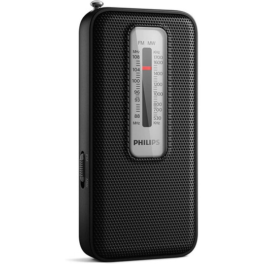 飞利浦（Philips） TAR1506 便携式收音机 FM/MW调频 经典老式复古 电池供电调谐灯 接收效果极佳 父母老人礼物 黑色 调频/中波 模拟调谐 电池供电