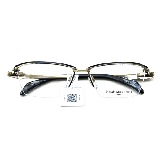 Masaki Masaki Matsushima Titanium Lunes Half Cadre pour les hommes et les femmes verres de myopie Cadre MF1278 Col.1 Black and Gold
