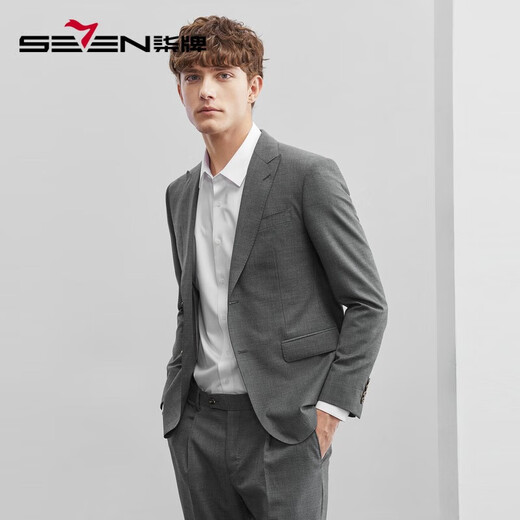 Qipai men's wool suit suit men's autumn and winter new casual business suit western and middle-aged young men's professional suit dark gray B48 (175/96B) (32L)