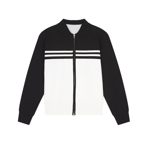 Sketch Men's New Autumn and Winter Casual Loose Shirt Collar Sweater Contrast Color Design Sweater Casual Fashion Trendy Jacket 099 Black Pattern S