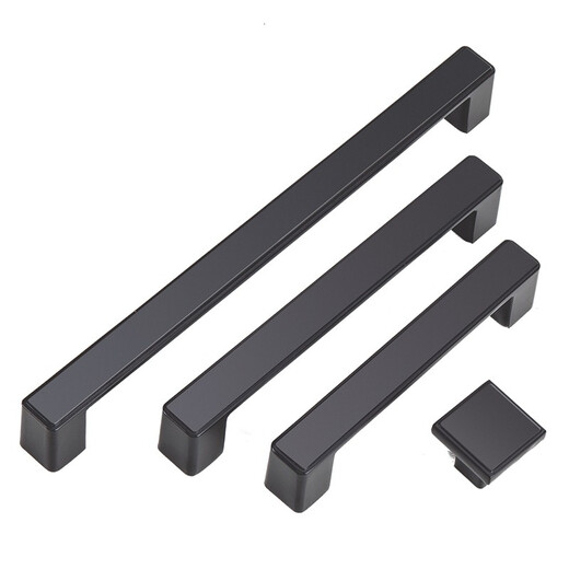 Preda Kabinettstür-Handle moderne einfache schwarze Schrankgarderobe verlängerte Türgriffe Schublade Einloch Haushalt Hardware Griff 6225b-64 mattschwarz