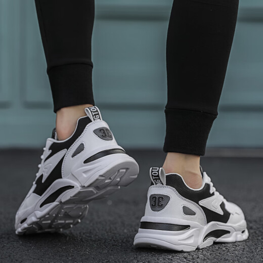 Pata Vuitton Frühlings- und Herbst Atmungsaktives Mesh Sport und lässige Daddy -Schuhe für Männer und Frauen Studenten im Freien im Freien trendige Schuhe 46 Großgröße Herrenschuhe weiß und schwarz 9928 [Lederstil] 40