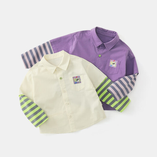 Qiqi Xiong boys' shirt spring children's fake two-piece shirt baby pure cotton long-sleeved cardigan 2024 new coat