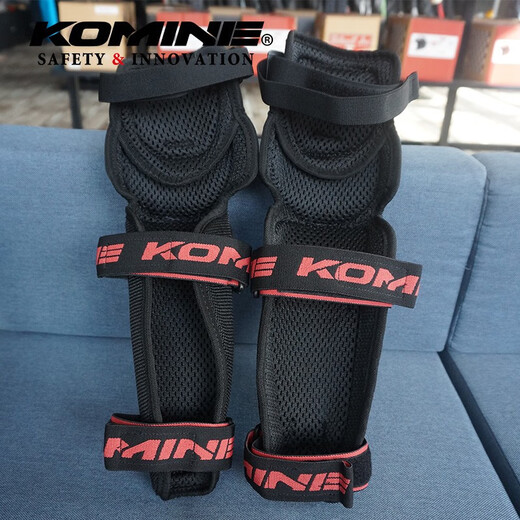 日本KOMINE 春夏秋季透气摩托越野赛车骑行装备对装骑士护具可拉伸魔术贴长款护膝男女款SK-684 黑色 均码