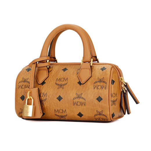 MCM ELLA Mini One-Shoulder Crossbody Bag Hand-in Boston Bag Women's Bag Cognac [Gift]