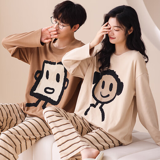 
Fuxinkang couple pajamas pure cotton shorts shorts for summer men and women sweet and cute cartoon large size can be worn outside home clothing suit AM-673 3XL - men [height 175-188-weight 160-180]