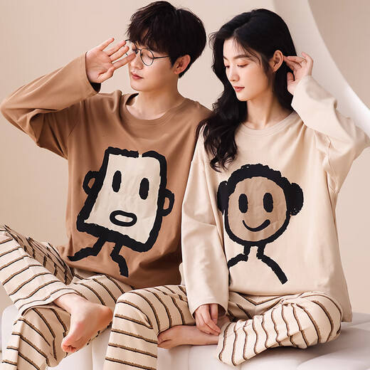 
Fuxinkang couple pajamas pure cotton shorts shorts for summer men and women sweet and cute cartoon large size can be worn outside home clothing suit AM-673 3XL - men [height 175-188-weight 160-180]