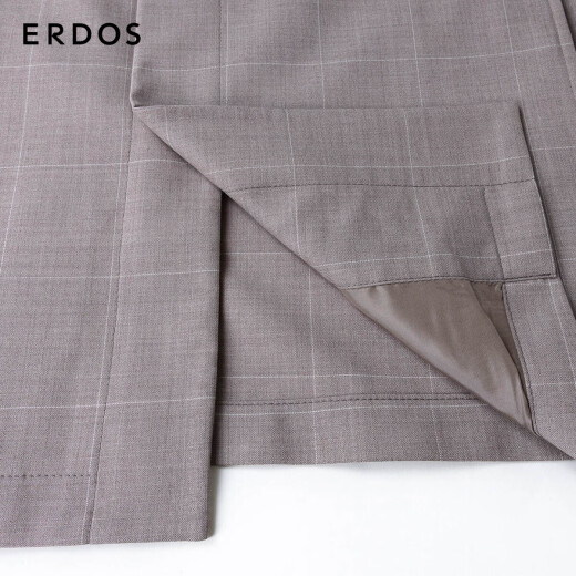 ERDOS 春夏商务休闲简约舒适软糯顺滑含羊毛时尚百搭男上衣夹克外套 中驼格形 L 175/96A