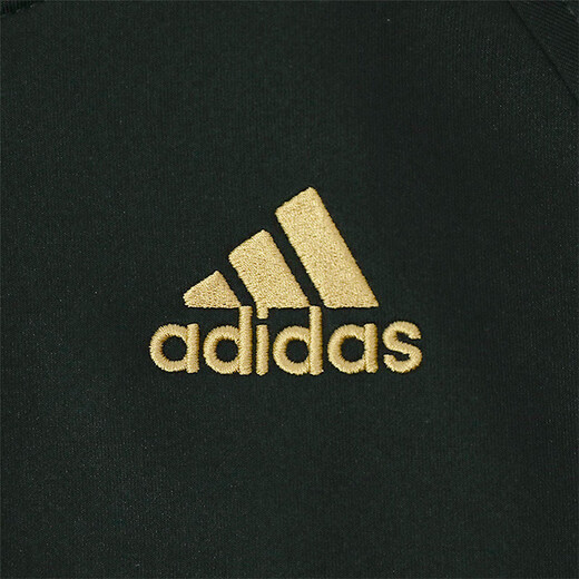Adidas Chaqueta para niños Spring Cardigan para niños al aire libre Sports Versátiles versátiles de cuello negro/oro 128