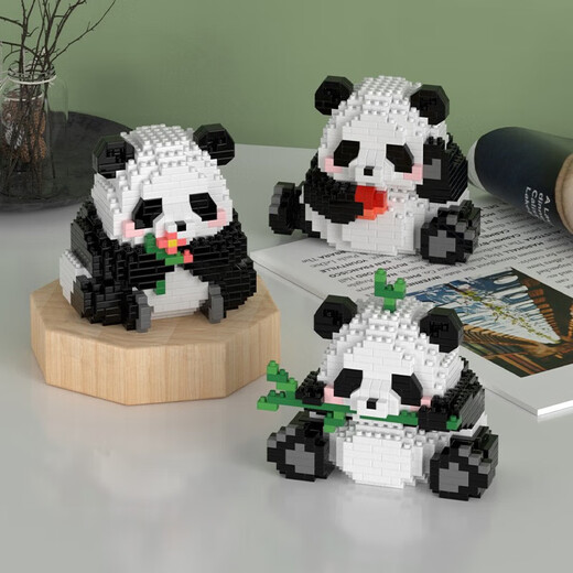 Chaolechuang Tendencia nacional Flower Panda Modelo Bloque de construcción Asamblea de niños Adultos Niños para niños Panda 3 formas de jugar 983 piezas + almohadillas auxiliares