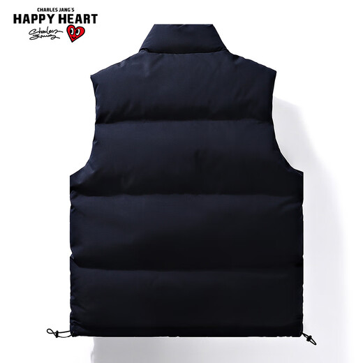 Charles Heart Vest for Men and Women Couples Same Style Winter Loose Solid Color Casual Vest Warm Thickened Waistcoat Black XL