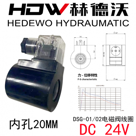 Hydraulic solenoid valve coil DSG inner diameter 13/16/20/23/26/31.5 voltage 220/24V/110v/12v 02 series inner diameter 20 DC24v