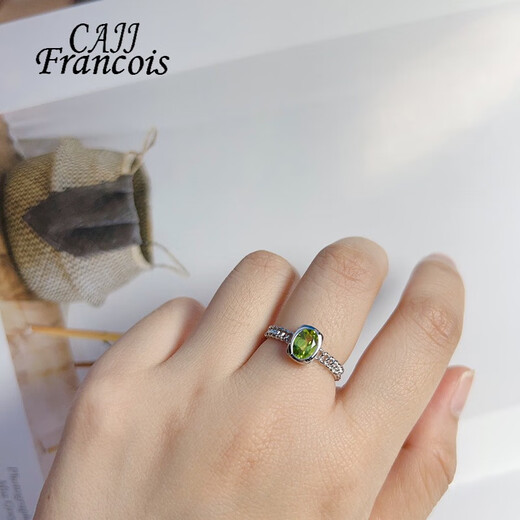 CAJJ Francois Peridot Ring for Women Daily Versatile Jewelry Gift for Personal Wear 925 Silver Natural Colored Jewelry Gemstone Hong Kong No. 11