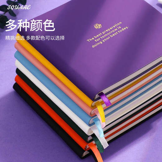 木雷 方形本笔记本子方方本摘抄本文艺青年高颜值正方形手账本ins风大学生考研本子可平铺方格本读书手帐 12004-大号罗兰紫-2本