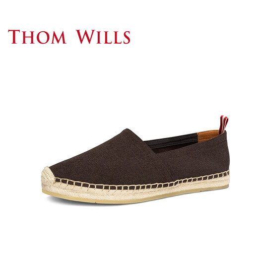 THOM WILLS男士渔夫鞋夏季新款布料男鞋舒适休闲一脚蹬套脚鞋 咖啡色A1291 41 /7.5码(偏大一码)