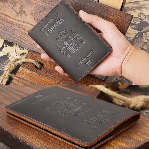 
Frost Soul Passport Protective Cover Genuine Leather 2024 New Travel Photo Cover Certificate Pack Women's Top Layer Cowhide Retro Wallet USA - Black