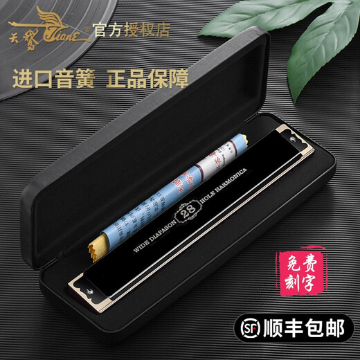 天鹅德国进口音簧复音口琴重音高端成人专业演奏级乐器长辈送礼 28孔 金色复音C调 【专业演奏级】