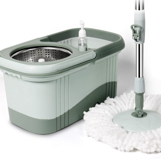 Green Source household dual-drive rotating mop mop bucket stainless steel lazy hand-washable mop bucket tile wooden floor mop floor mop water-absorbent rotating mop new and old products