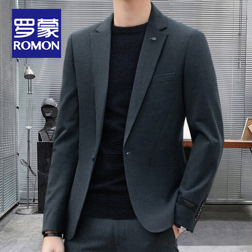 Luo Meng flagship store high-end customized casual suit men's formal spring and autumn business small suit wedding dress jacket black suit + trousers XL size (recommended 121-140Jin Jin equals 0.5 kg)