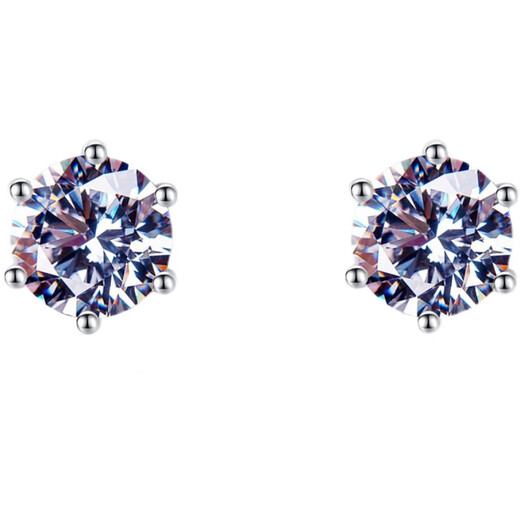 Fat Donglai's same platinum earrings, moissanite white 18K gold earrings, women's ear piercing, cochlear nails, sterling silver zircon platinum, 30 minutes, 4mm, single screw type + gift box packaging