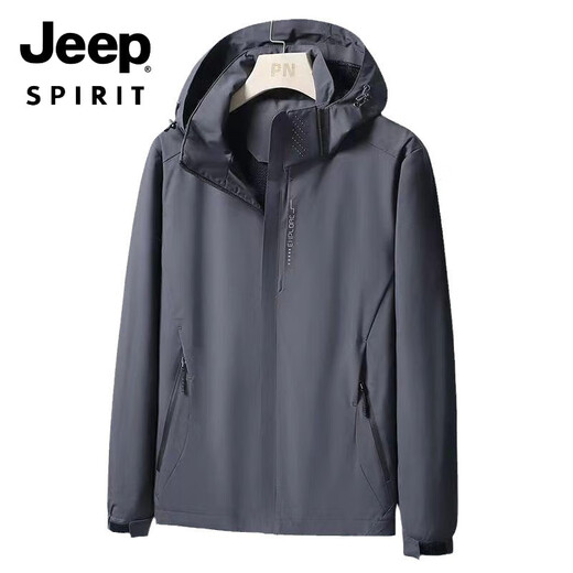 Jeep (Jeep) Chaqueta de carga de la chaqueta para hombres y otoño se puede quitar de la chaqueta de sombrero al aire libre a prueba de viento a prueba de agua, a prueba de manchas, negros delgados 6626-men 80-100Jin [Jin equivale a 0.5 kg]