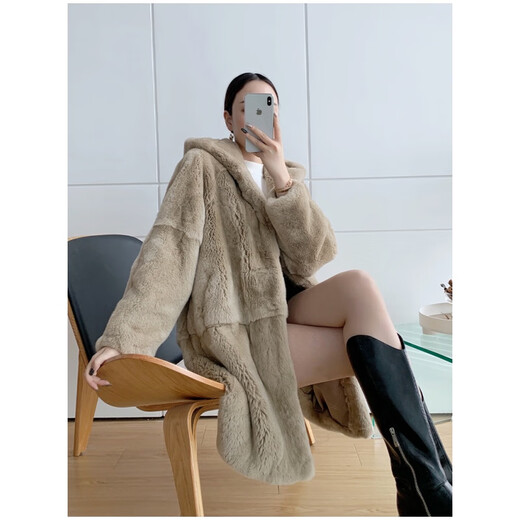 Tafu Brand Women's Clothing Imported Otter Rabbit Fur Coat para mujeres Mid-longitud de longitud media de invierno Nuevo pelaje integrado White M 106-115Jin [Jin es igual a 0,5 kg]