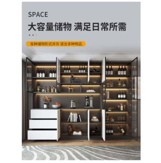 咏幻餐边柜高柜一体靠墙现代简约轻奢客厅餐厅家用茶水酒柜收纳储物柜 款式12240*40*220顺丰安装 双门