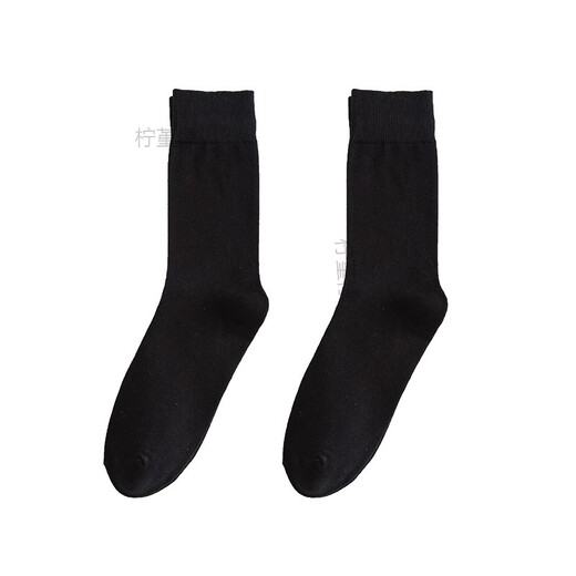 Ningjinji Мужские черные носки Business Formal Wear Socks с твердым цветом хлопчатобумажной пружина и осенние брюки кожа