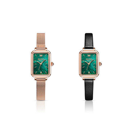 Olis Tank Watch Full Full Automatic Automatic Green Watch Small Imploud Water Square Mechanical Watch Oficial 6624 Belt Green