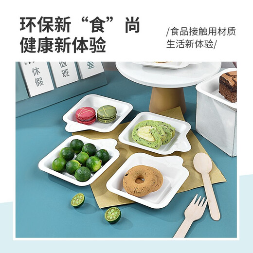 Temeiju disposable plates food grade dinner plates cake plates party barbecue thickened biodegradable sugar cane pulp paper plates square plates 60 pieces