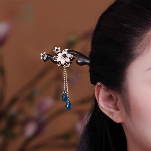 Shengxun hairpin sandalwood antique style girls wooden hairpin new Chinese style earrings Chinese Valentine's Day gift for girlfriend Tingquan hairpin