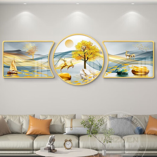 
Shunjixiangli light luxury living room decoration painting sofa background wall hanging painting mural simple modern wall painting sense atmospheric high-end JD15282 90*70/90*90/90*70 Handmade diamond inlay painting pvc gold edge