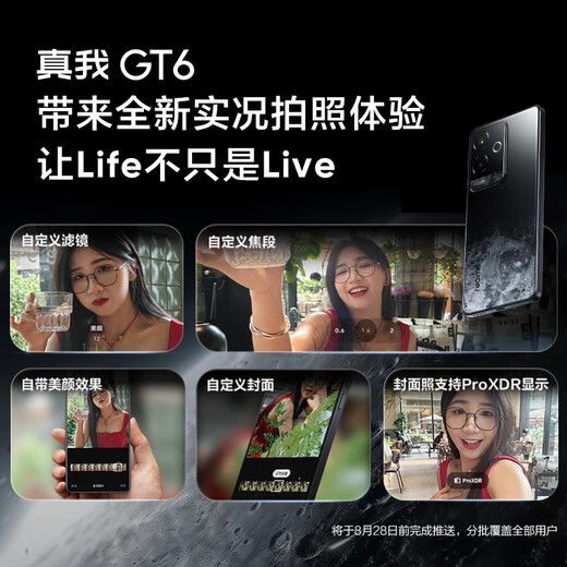 realme真我【国家补贴】GT6 骁龙8旗舰芯 6000nit电竞直屏 5800mAh电池+120W快充游戏手机12+256光年白