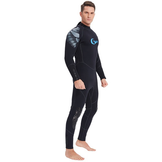 Swimming speed YonSub 5mm wetsuit for men, one-piece warm, deep diving professional cold protection, thickened scuba frogman thermal insulation, deep sea, black XL