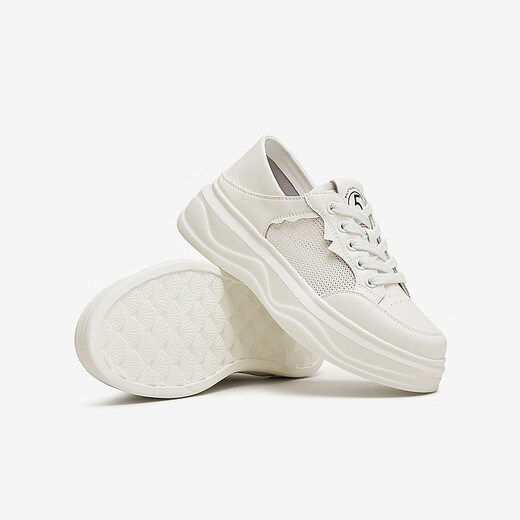 TATA) breathable thick sole shoes for women's shoes for heightening sports and casual shoes for white shoes 2024 summer new WH702BM4 beige 36