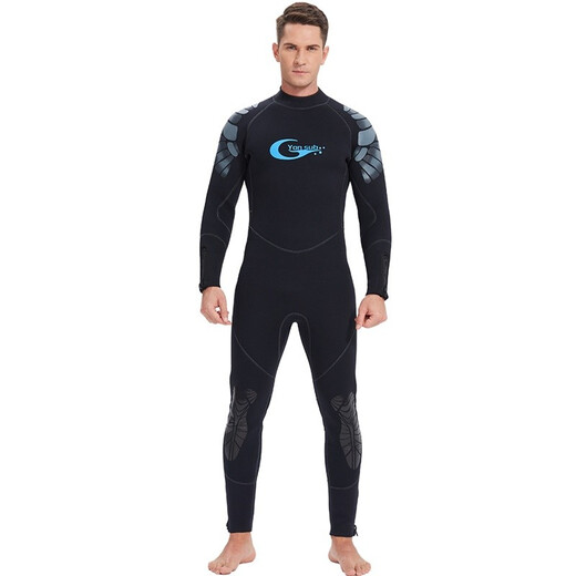 Swimming speed YonSub 5mm wetsuit for men, one-piece warm, deep diving professional cold protection, thickened scuba frogman thermal insulation, deep sea, black XL