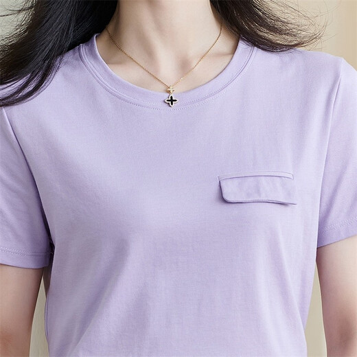 MisShoine 2024 Frühlings- und Sommer Neu einfaches Temperament Casual T-Shirt Solid Color Bag Hut Design Kurzärärmelte Top für Frauen 1484 Rost Red S