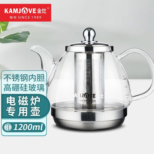 KAMJOVE heat-resistant glass teapot stainless steel filter flower teapot electric ceramic stove teapot induction cooker special kettle A120/1.2L