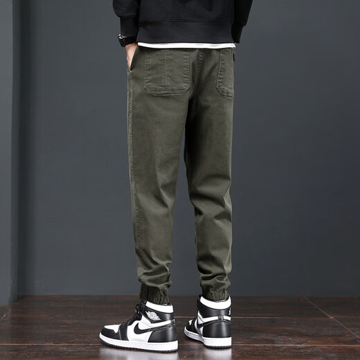 Charluoel Casual Hosen Herren Frühlings- und Herbststil Hosen Herren Krawatten Harem Hosen Sporthosen Herren Neun-Punkte-Tide Long Hosen 689 Military Green L (110-125jin [Jin gleich 0,5 kg]))