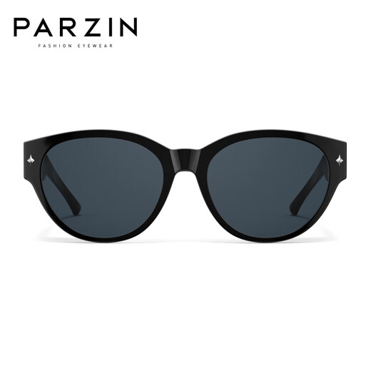 帕森（PARZIN）偏光太阳镜男 猫眼小框近视专属套镜遮阳防晒驾驶墨镜女 PZ12117 曜石黑