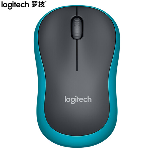 Logitech M186 (M185 packaging upgrade) mouse wireless mouse office mouse symmetrical mouse black blue edge with wireless 2.4G receiver