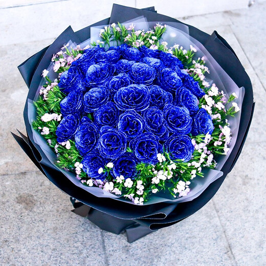 Mengxin Flowers Valentine's Day Flower Express 11 red roses gift box bouquet for girlfriend's birthday gift nationwide citywide delivery 33 blue enchantress bouquet - love that never fades