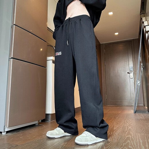 NASA BASE casual pants men's American heavyweight autumn and winter new loose sports straight pants men's trendy casual long pants men white gray (strongly recommended) XL (recommended 120-150Jin Jin equals 0.5 kg)