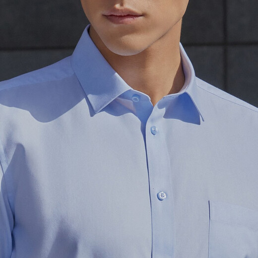 Youngor shirt men's spring and autumn cotton DP no ironing mouth loan solid color business long-sleeved shirt easy care long-sleeved shirt light blue VLDP170011IFA 41