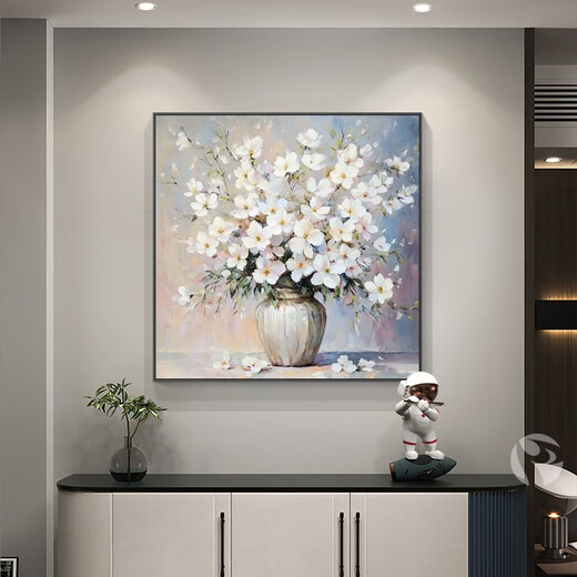 Mopai restaurant decoration painting hand-painted oil painting American flower high-end living room texture hanging painting square mural without punching icing on the cake 60*60cm hand-painted oil painting