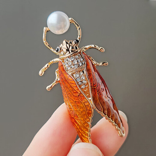 Water-Gongzijin Insectos de goteo de aceite hecho a mano Impresionante Cicada Cicada Cicada Broche Accesorios universales Pin XZ02844 Azule