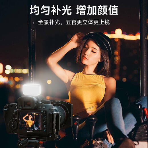 毕亚兹 手持稳定器迷你补光灯 手机自拍杆磁吸补光灯 直播美颜亮肤夜间户外LED打光灯 带引磁片 cy21