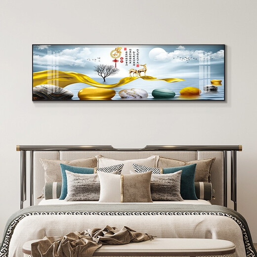 Tongdi Modern Simple Bedroom Decoration Peinture Nordic Style Salle PEINTURE PEINTURE COMPLET Hôtel B&B Hôtel Elk peinture de suspension 03 Jiahe Fugui 12147 Crystal Porcelain Painting 200 * 60 Recommandation de lit de 2 mètres personnalisé en cadre noir