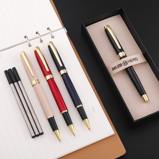 Hero (HERO) ballpoint pen business high-end metal pen holder signature pen men and women signature free engraving 1525 retro red (gift box) plus 3 refills