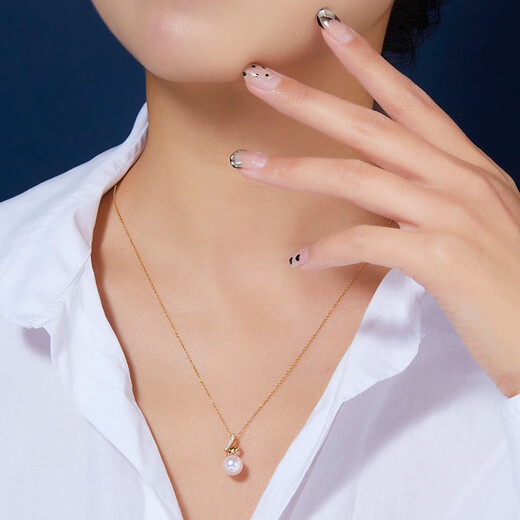 VCL natural Japanese Akoya seawater pearl 18K diamond pendant necklace Aurora goddess quality Valentine's Day gift pendant does not include chain